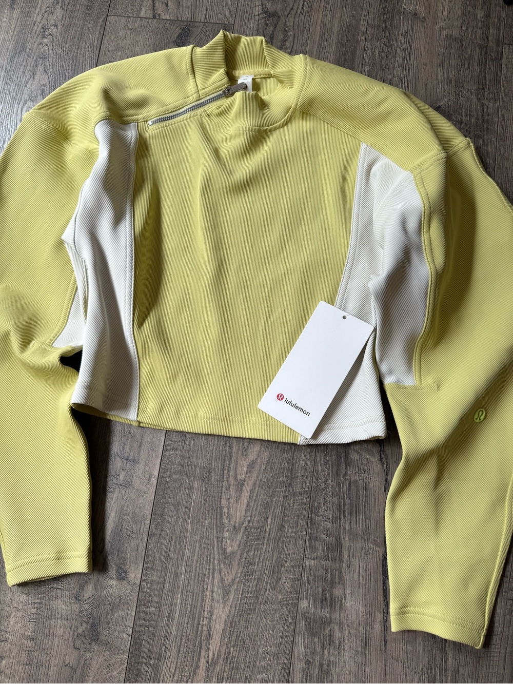 lululemon athletica Yellow Cropped Performance Pullover with White Panels
